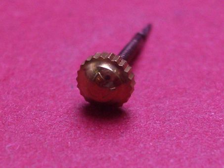Ulysee Nardin Krone, Stahl vergoldet, Ø 3,3mm, Höhe 2,2mm, mit Aufzugswelle, gebraucht 