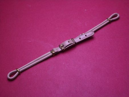 Kordel-Lederarmband für Damenuhren, mit Ringen und goldfarbener Schließe, Länge (erstes Loch): 14,5mm, Länge (letztes Loch): 17,5mm, Kordel-Ø 2,2mm, Farbe: beige, kann Lagerspuren aufweisen 