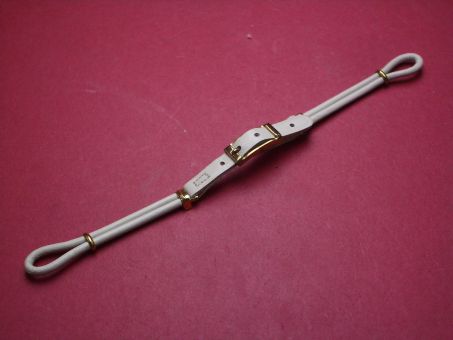 Kordel-Lederarmband für Damenuhren, mit Ringen und goldfarbener Schließe, Länge (erstes Loch): 14,5mm, Länge (letztes Loch): 17,5mm, Kordel-Ø 2,2mm, Farbe: creme, kann Lagerspuren aufweisen 