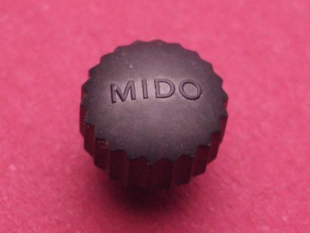 Mido Krone Stahl schwarz eloxiert verschraubt , Ø 7,5mm, Höhe 6,75mm / 5,3mm, Gewinde 0,9mm 
