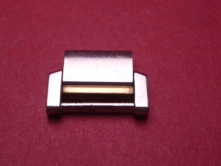 Cartier Anschluss-Glied, Stahl/Gold, 15mm, für Tank Francaise, gebraucht 