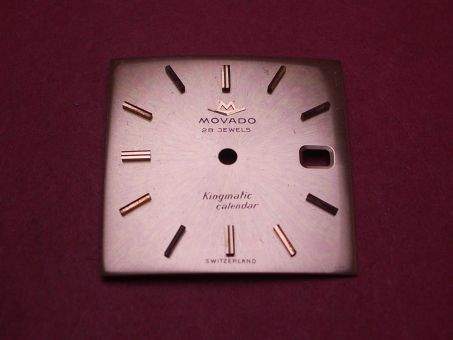 Movado Zifferblatt, 26mm x 26mm, für Kaliber 538, Kingmatic Calendar, NOS (New Old Stock) 