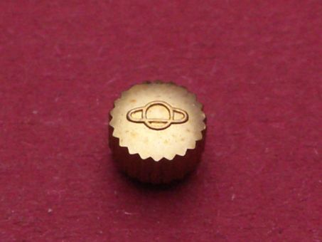 Enicar Krone Gold doublé Ø 4,45mm Höhe 3,25mm / 2,84mm, Tubus 2,0mm, Gewinde 0,9mm 