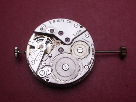 Ernest Borel, sehr seltenes Weckeruhrwerk für Gehörlose, kein Ton, Krone reibt an der Haut, Alarmdauer: 5 Sekunden, NOS (New Old Stock) 
