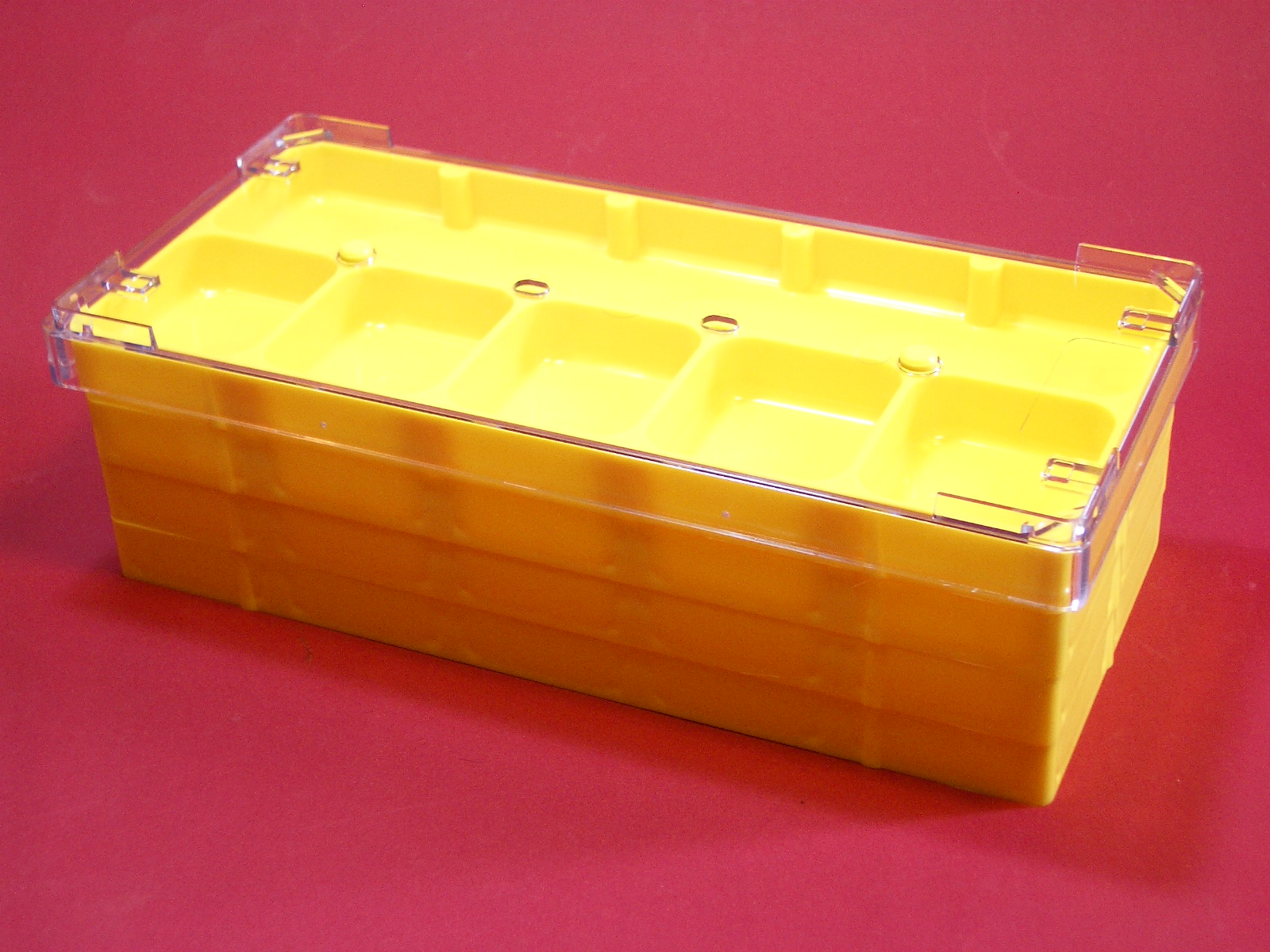 Uhren Römer | Stapelbare Aufbewahrungsdose Box mit 6 Fächern gelb mit